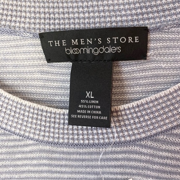 NEW đť…şBLOOMINGDALE'S LINEN Cotton Blend Crewneck Gray White Striped Sweater XL - Picture 3 of 6